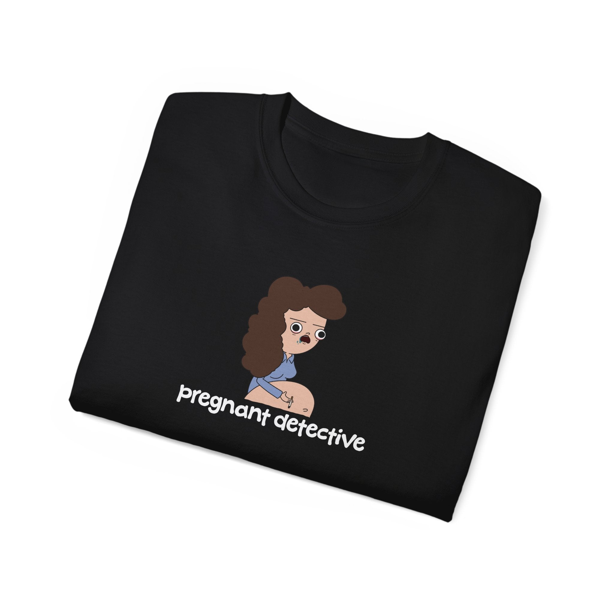 Pregnant Detective Just Breathe Black Tee