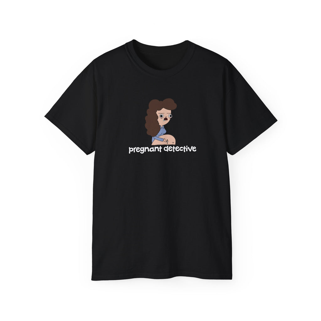 Pregnant Detective Just Breathe Black Tee