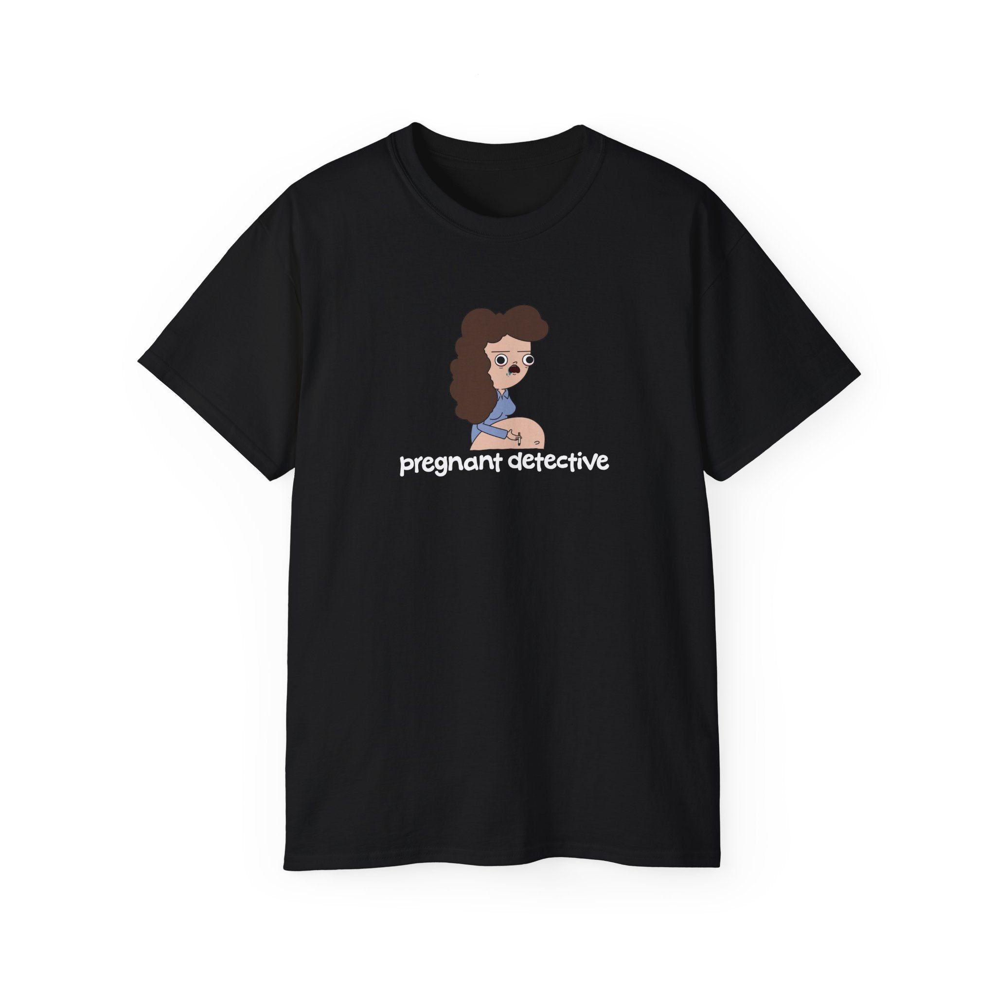 Pregnant Detective Just Breathe Black Tee