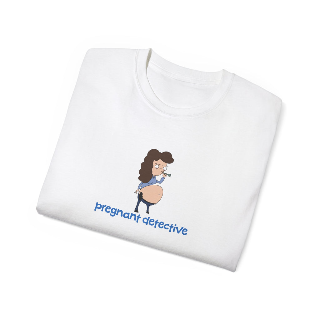 Pregnant Detective Crack Head White Tee
